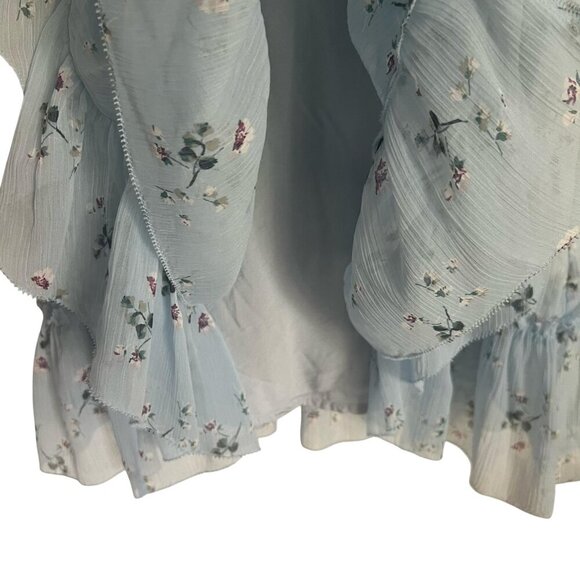 Abercrombie & Fitch Womens Dress, Blue Babydoll Mini Flowy Tiered Coquette Small - Picture 10 of 11